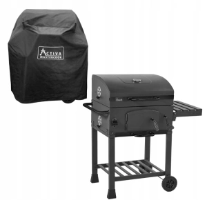 Grill węglowy Activa Angular żeliwny ruszt  11245B duży regulowany BLACK czarny